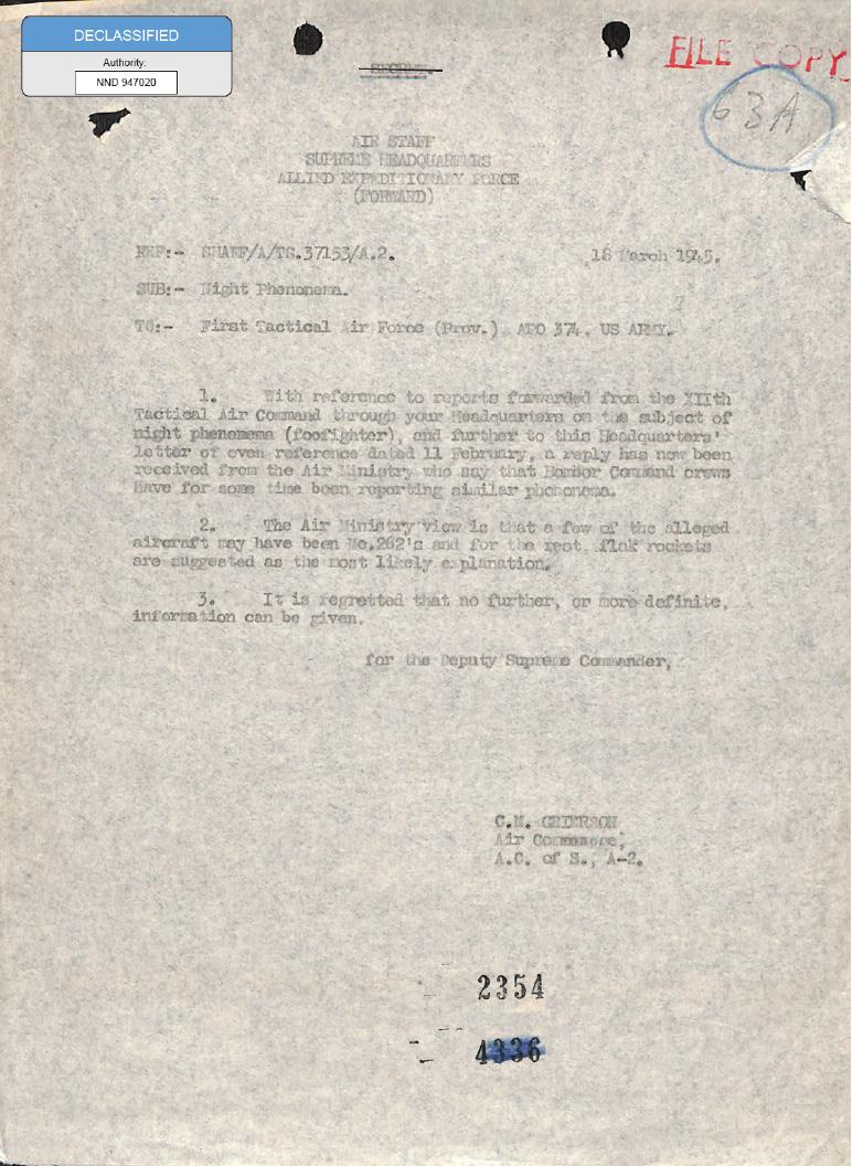 WWII foo fighters — 415th Night Fighter Squadron records, 1944-1945