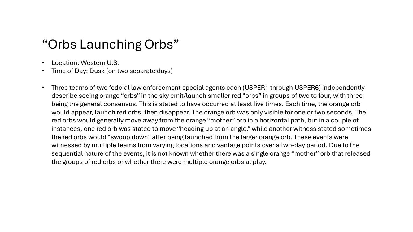 Western US Event — AARO summary slides (the headline case in the release)