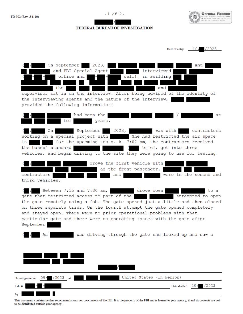 FBI September 2023 — Serial 3 (redacted)